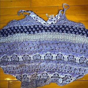 Passport Blue Asymmetrical Tie Front Camisole